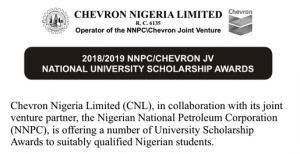 Chevron Nigeria Limited Scholarship