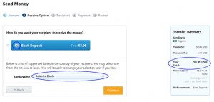 select bank to send money to in Nigeria