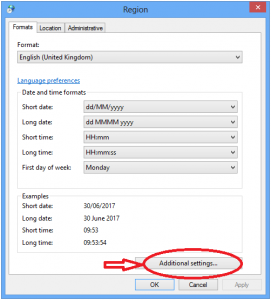 Adding naira sigin to excel by clicking on additional settings