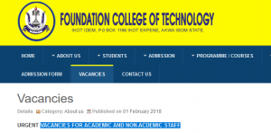 Foundation college of Technology Job Vacancies